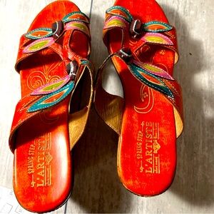 L’Artiste by spring step fortune corkage platform sandals size 9.5 Orange